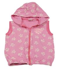 Růžová propínací tepláková vesta s tlapkami a kapucí Pep&Co