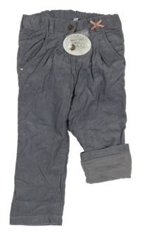 Nové - šedé podšité manšestráky 