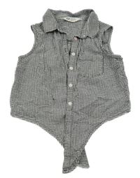 Černo-bílá kostičkovaná halenka s límečkem H&M