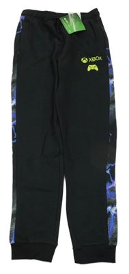 Nové - černé tepláky s fialovým pruhem a nápisem - X-Box Tu