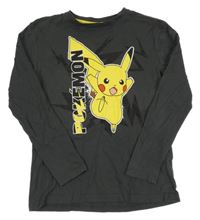 Tmavošedé triko s Pikachu 