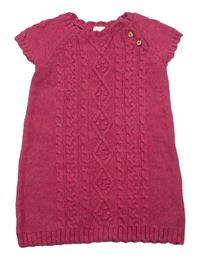 Malinové vlněné šaty s copánkovým vzorem H&M