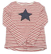 Smetanovo-červené pruhované triko s hvězdou Yigga