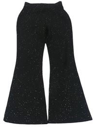 Černé třpytivé flare kalhoty New Look