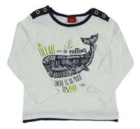 Bílé triko s velrybou a nápisy S. Oliver