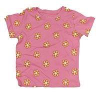 Růžové květované tričko Primark