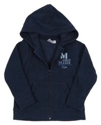 Tmavomodrá fleecová propínací mikina s nápisem a kapucí zn. Impidimpi