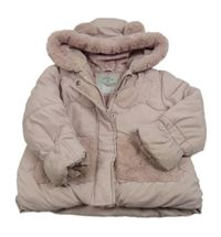 Světlerůžová šusťáková zimní bunda s kapucí George