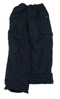 Tmavomodré šusťákové cargo zateplené kalhoty Topolino