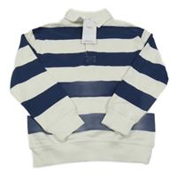 Nové - Tmavomodro-bílá pruhovaná mikina s límečkem M&S