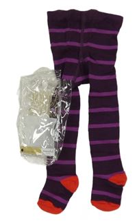 Nové - Tmavofialové pruhované punčocháče 