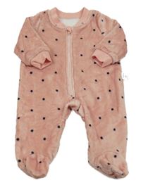 Růžovo-černý puntíkatý plyšový overal Shein