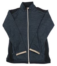 Tmavošedo-černá melírovaná propínací sportovní mikina Decathlon