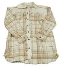 Nové - Smetanovo-béžovo-světlemodrá kostkovaná košilová bunda River Island