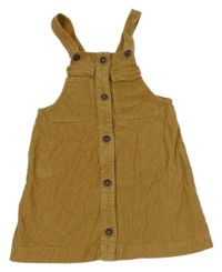 Okrové laclové manšestrové šaty Zara