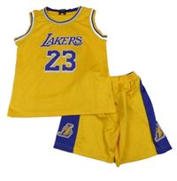 2set - Žluto-fialové sportovní tílko s číslem + sportovní kraťasy - Lakers 