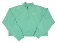 Světlezelená crop sportovní mikina s nápisem Zara