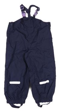 Tmavomodro-fialové šusťákové laclové kalhoty Pocopiano