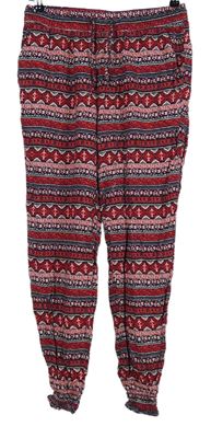 Dámské červeno-černé vzorované harémové kalhoty H&M