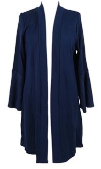 Dámský tmavomodrý cardigán s plisovanými rukávy 