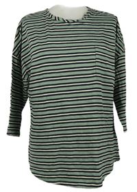 Dámské světlezeleno-černé pruhované triko F&F