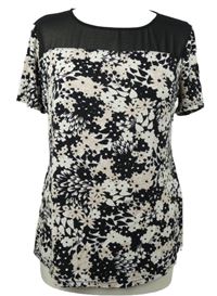 Dámské černo-pudrovo-smetanové květované tričko Bonmarché 