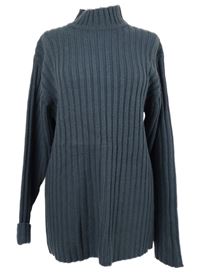 Pánský tmavomodrý žebrovaný svetr se stojáčkem D2UK