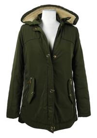 Dámká khaki šusťáková zimní parka s kapucí C&A
