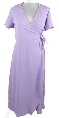 Dámské lila žebrované zavinovací midi šaty Studio 