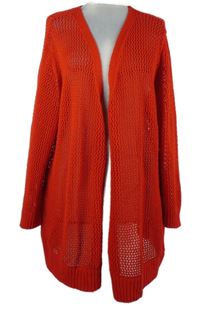 Dámský červený perforovaný propínací svetr Janina vel. 54