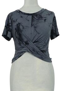 Dámské šedo-černé batikované crop tričko Shein 