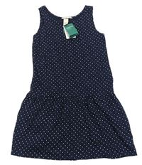 Tmavomodré puntíkaté bavlněné šaty H&M