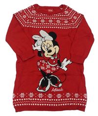 Červené pletené šaty se vzorem a Minnie Disney