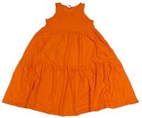 Neonově oranžové bavlněné šaty H&M