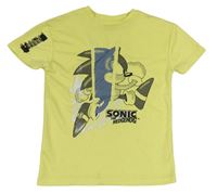 Neonově žluté sportovní tričko se Sonicem 