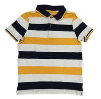 Bílo-černo-žluté pruhované polo tričko C&A