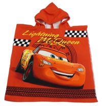 Červené froté osuškové pončo s Cars a kapucí 