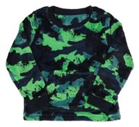 Tmavomodro-modro-neonově zelená army chlupatá mikina Nutmeg
