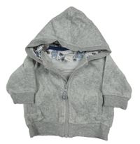 Světlešedá sametová propínací mikina s kapucí H&M