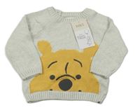 Nové - Světlešedý svetr s medvídkem Pú M&S