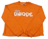 Oranžová crop mikina s nápisem River Island