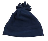 Tmavomodrá fleecová čepice s bambulí papagino