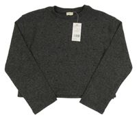 Nové - Tmavošedý crop svetr s kamínky F&F