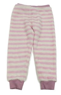 Růžovo-bílé pruhované chlupaté domácí kalhoty Pocopiano