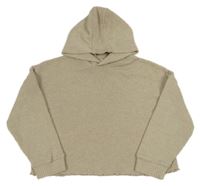 Béžový žebrovaná úpletová crop mikina s kapucí F&F