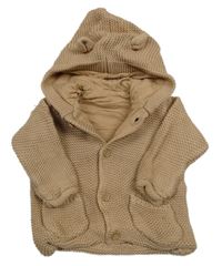 Béžový podšitý propínací svetr s kapucí George