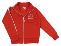 Červeno-bílá propínací mikina s číslem