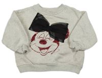 Šedá melírovaná mikina s Minnie a mašlí Zara