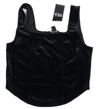 Nové - Černý sametový crop top New Look