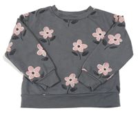 Šedo-růžová mikina s kytičkami Primark